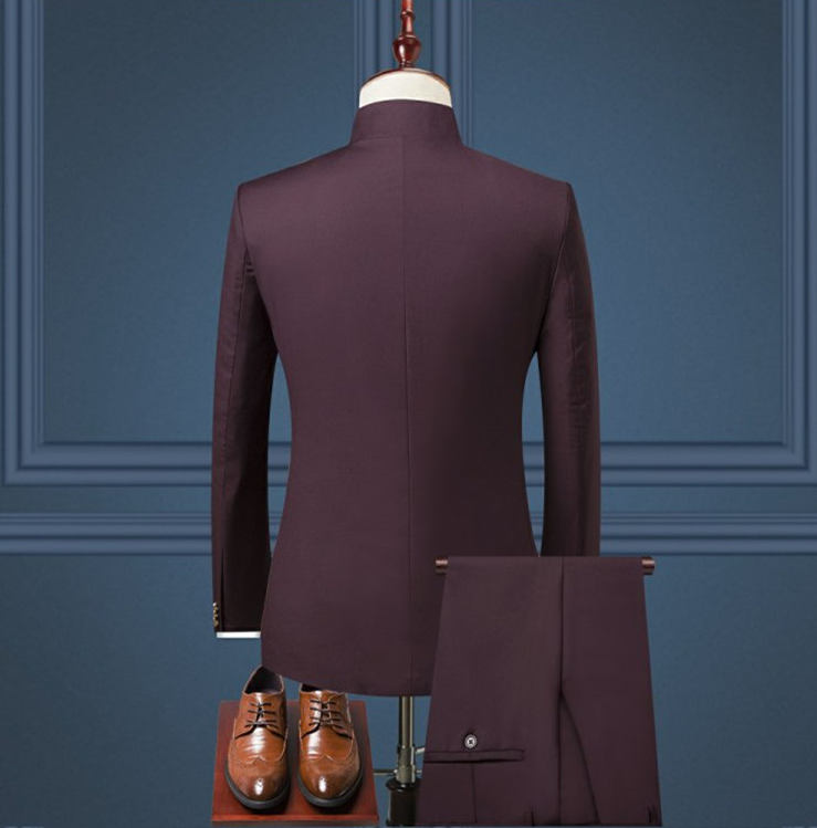 Stehkragen Männer Blazer Hosen Weste Set